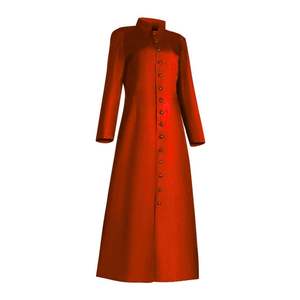 Robe de clergé d'église blanche à manches longues pour les ministres Broderie de poitrine croisée col romain élégant - Product Image 6