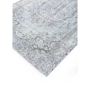 Tapis en laine noués à la main gris et noir vintage pour la maison - pour salon, couloir, chambre d'adolescent, motif médaillon rectangulaire abstrait fait main - Product Image 2