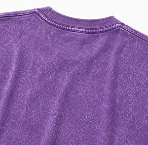 T-shirt Homme Personnalisé Vintage Urban Terrain en Coton Délavé Coupe Oversize Manches Courtes Col Rond Uni Violet Décontracté en Maille Jersey - Product Image 3