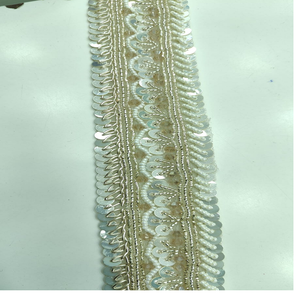 Dentelle brodée en sequins en voile 100% coton, fabriquée à la machine, écologique, sur mesure, pour vêtements, chaussures, sacs, artisanat, art - Product Image 5