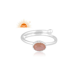 แหวนพลอยมูนสโตนธรรมชาติทำจากเงินสเตอร์ลิงเครื่องประดับสำหรับผู้หญิงของขวัญ - Product Image 3