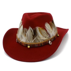 Sombrero de vaquero para hombre y mujer, sombrero de Jazz con plumas rizadas, sombrero de vaquero de alta calidad - Product Image 3