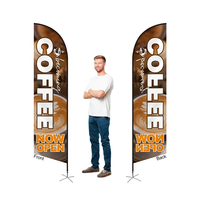 Drapeau publicitaire personnalisé en polyester double face 2,3x9,5 pieds avec mât en aluminium pour livraison rapide