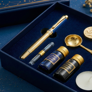 Caja de Regalo Rígida Magnética de Cuero Sintético Azul Marino Personalizada con Estampado en Dorado, Inserto de EVA para Perfumes, Cosméticos y Kits de Sellos de Cera - Product Image 5