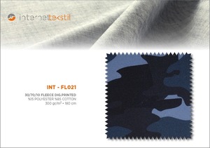 Tissu polaire en polyester et coton camouflage GRIMELANGE, imprimé numériquement, tissé, pour vêtements et doublures - Product Image 1
