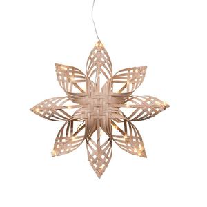 Ornements suspendus en bambou naturel de noël pour décoration d'arbre, flocons de neige tissés à la main - Product Image 6