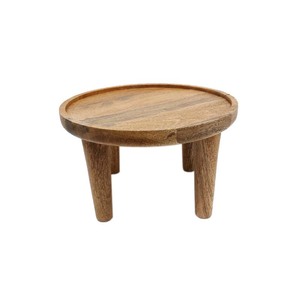 Présentoir à gâteaux en bois de forme ronde à un niveau Finitions naturelles pour présentoir de fête d'anniversaire de mariage en vrac personnalisé - Product Image 1
