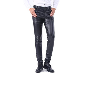 Pantalon d'hiver en cuir non tissé pour homme de haute qualité, design supérieur, respirant, anti-plis, taille mi-haute, coupe droite, teint uni - Product Image 1