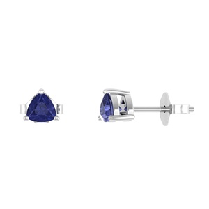 Orecchini a Perno Trendy in Argento Sterling 925 Placcato Rodio con Tanzanite Taglio Trillion da 4mm, Gioielli Classici alla Moda, Regalo Perfetto - Product Image 1