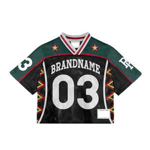 Custom Manufacturer American Vintage Soccer Oversized <b>Knitted</b> Mesh V-Neck Crop Boxy Mesh Jersey Men's american football uniform - Product Image 4