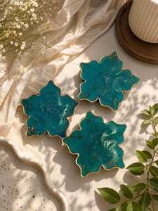 Sous-verres carrés modernes en résine faits à la main, de qualité supérieure, décoratifs, en époxy, résistants à la chaleur, imperméables, accessoires de table - Product Image 4