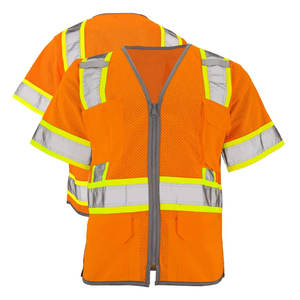 Chaleco de seguridad con cremallera reflectante informal para hombre 2025, ropa de trabajo de otoño con bolsillos transpirables, venta al por mayor para la construcción - Product Image 4