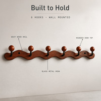 Porte-manteau mural en bois massif, style chinois moderne, en noyer noir, sans perçage, pour entrée/hall, crochets pour vêtements, mobilier de maison