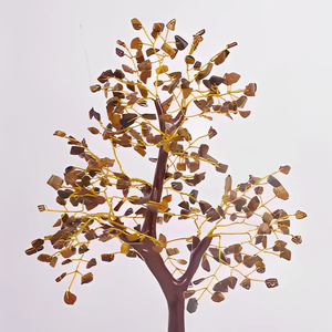 Árbol de piedras preciosas de ojo de tigre Natural hecho a mano cristal dinero árbol piedra preciosa para la riqueza y Feng Shui decoración India estatuilla - Product Image 3