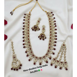 Conjunto de Collar y Aretes de Imitación Chapados en Oro y Cobre Vintage, Estilo Mala Larga, para Novias, Fiestas y Bodas - Product Image 1