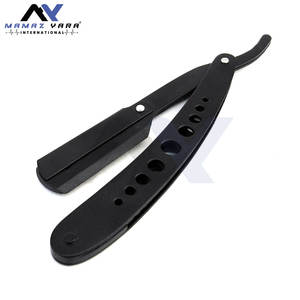 Navajas de Afeitar Profesionales para Barberos, Personalizables, de Acero Inoxidable, Negras, con Bloqueo Oscilante, Clásicas - Product Image 2