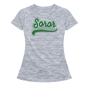 Camiseta Heather Grey 08 Soror, camiseta griega para mujer, camiseta rosa y verde, ropa informal y elegante para uso diario - Product Image 3