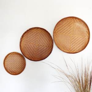 Living Dining Room Bamboo Wall Decoration Woven <b>Basket</b> <b>Trays</b> Wall-mounted Art Decor <b>Tray</b> <b>Baskets</b> - Product Image 1