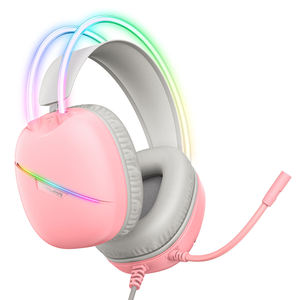 Casque de jeu filaire ONIKUMA X33 rose avec éclairage RGB, haut-parleur de 50 mm, suppression du bruit, <span class=keywords><strong>écouteurs</strong></span> <span class=keywords><strong>filaires</strong></span> - Product Image 3