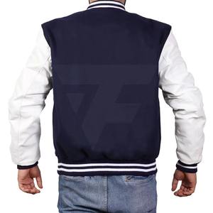 Chaqueta ligera hecha a medida para hombre, último diseño con cuello levantado, Mangas de cuero de lona, estilo Lettermen para invierno - Product Image 3
