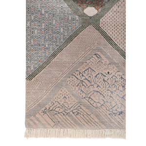 Tapis noués à la main en laine et soie de bambou à motifs géométriques Manchaha, rose et violet, pour usage domestique - Les-2954 - Product Image 4