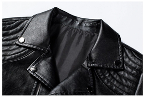 2025 Custom Men's Leather Jacket with Spring Stand Collar Solid <b>Colour</b> Casual Style OEM Service Available <b>Plain</b> Dyed Technics - Product Image 2