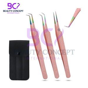Light Pink Color Use in Salon for Personal Care Use Stainless Steel Grafted Eyelash Extension Tweezers - Product Image 4