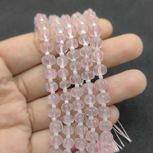 Venta al por mayor 5-7 MM cuarzo rosa tallado calabaza cuentas ágata melón forma cuentas 8 pulgadas hebras cuarzo calabaza cuentas para la fabricación de joyas - Product Image 6