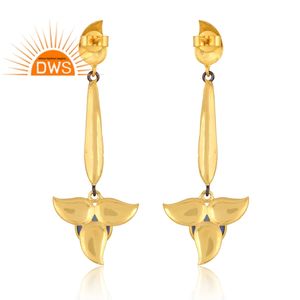 Último diseño hecho a mano 18K chapado en oro Natural Hydro Blue Calcedonia piedra preciosa cuelga pendiente Demi joyería fina fabricante - Product Image 4