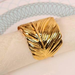 Feuille métal or rond de serviette dîner vaisselle tissu ou porte-serviettes en papier Noël occasion festive et décoration de la maison anneau - Product Image 4