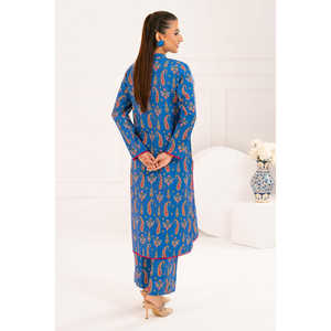 Traje de 2 Piezas en Crepé de Viscosa Estampado WNST-52007, Top Bordado para Uso Diario - Product Image 6