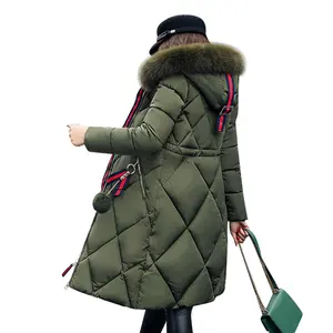 Comprar Chaquetas largas de invierno para mujer, abrigos acolchados  ajustados con cuello de piel sintética a la moda, Parkas de invierno con  capucha de estilo coreano 2023