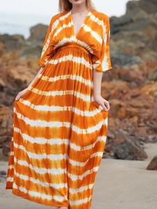 Robe longue d'été légère Boho Robe longue de plage décontractée Robe longue d'été à fleurs - Product Image 4