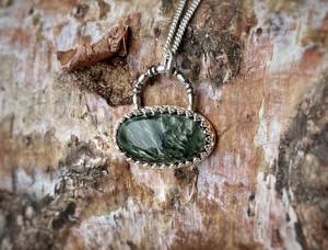 Collar de Plata de Ley con Rodio y Seraphinite Único, Hecho a Mano, con Piedras Preciosas, para Mujer, Joyería de Aniversario - Product Image 5