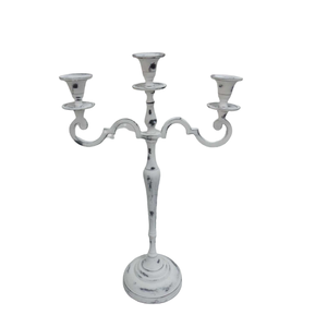 Antique Decorative 3 Arms Metal <b>Candle</b> Stand <b>White</b> Wash Aluminum <b>Candle</b> <b>Pillar</b> Holder for Christmas & Wedding Decor - Product Image 4