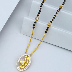 Oval CZ Floral Mangalsutra for Women Elegant Traditional Indian Jewellery Bridal Wedding Ethnic <b>Fashion</b> <b>Necklace</b> Accessory - Product Image 3