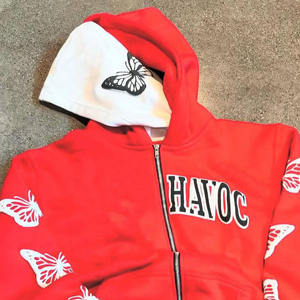 Sudadera con capucha de algodón de felpa con cremallera para hombre, estilo urbano, con estampado puff personalizado, lavado ácido, 500 GSM, de invierno, al por mayor, de gran tendencia - Product Image 6