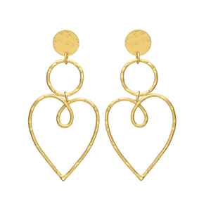 Recién llegado, pendiente largo de borlas chapado en oro con diseño de corazón, pendientes de latón, diseño clásico para mujeres y niñas - Product Image 1