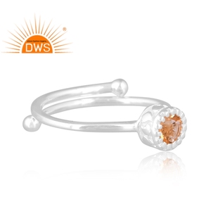 Newly Design Fine Sterling Silver Natural Citrine Gemstone <b>Adjustable</b> <b>Ring</b> Custom Jewelry For Women Gift For Her - Product Image 3