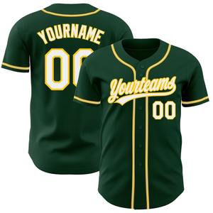 Meilleures ventes Maillot de baseball authentique vert blanc-or personnalisé en tenue d'équipe - Product Image 1