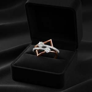 Anillo de Diamantes de Lujo para Mujer, Oro Rosa de 14K, Oro Blanco, Estilo Vintage, Engaste de Garra, Incrustaciones para Boda o Compromiso - Product Image 1