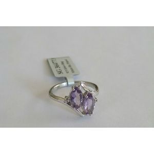 แหวนเงินแท้ 925 สำหรับผู้หญิงจาก Shah Gems ประดับด้วยพลอยอเมทิสต์ธรรมชาติ ไวท์โทแพซ และโอปอลทรงมาร์คีส์เคลือบแพลตตินั่ม เหมาะสำหรับสวมใส่ทุกวัน - Product Image 2