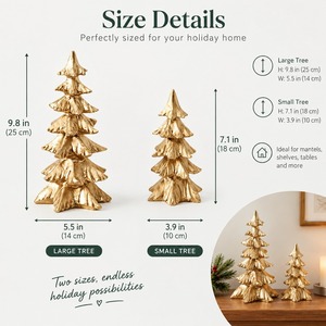 Ensemble de sapins de Noël de luxe en résine dorée, statues de pin métalliques pour table, élégant centre de table de Noël, décoration artisanale pour la maison et le salon - Product Image 4