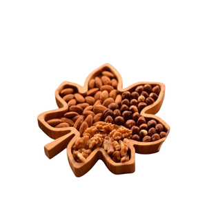 Bandeja con compartimento de diseño de hoja de grano de madera Natural elegante hecha a mano, utensilios de cocina florales, uso para Catering, bandeja decorativa de madera - Product Image 5