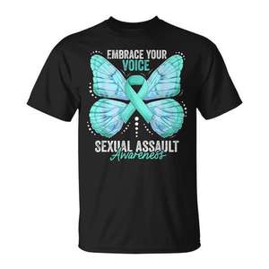 Camiseta con Lazo Azul Mariposa para el Mes de Concientización sobre el Abuso Sexual, Producto Promocional Premium - Product Image 1