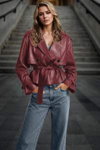 Chaqueta de Cuero de Invierno Transpirable de Talla Grande con Logotipo Personalizado para Mujer, Chaqueta de Motociclista de Piel de Oveja Real con Relleno de Algodón - Product Image 6