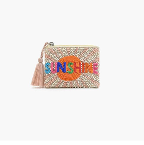 Bolsa de monedas Sunshine con bordado de semillas de frutas tropicales para ropa de playa, bolsa de monedas con cremallera de cuentas de semillas bordadas con ecológico - Product Image 1