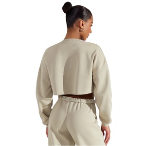 Suéter transpirable suave y cálido recortado de estilo para mujer, suéter ajustado elegante de cintura corta recortado para mujer, sudaderas de talla grande - Product Image 4