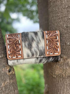 Nouveau Style occidental cheveux sur peau coloré usiné fourrure cuir pochette femmes conçu sac à main vente chaude en cuir usiné portefeuille Unique - Product Image 4