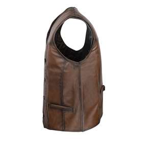 Gilet en cuir de vachette décontracté pour hommes, belle et jolie veste en peau de vache avec logo avant pour le printemps - Product Image 2